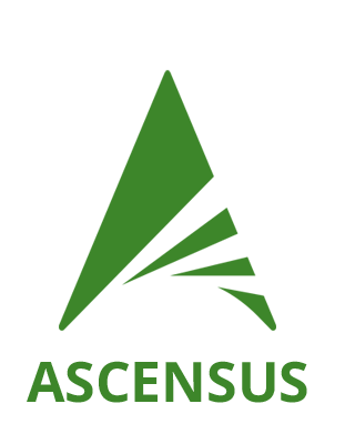 A green geometric A logo above the word ASCENSUS in bold green capital letters, all on a light gray background.